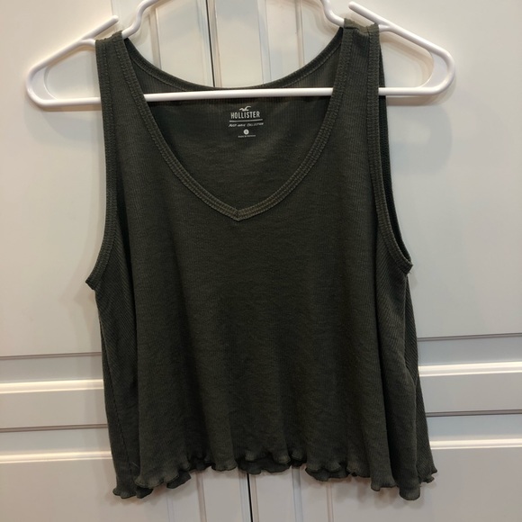 Hollister Tops - Green Hollister Ribbed Crop Top Tank Top, Small